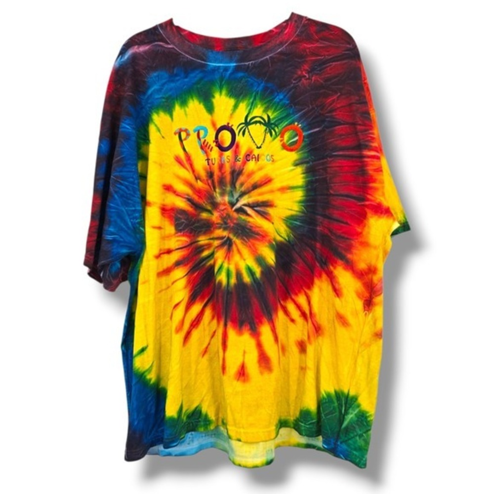 Provo‎ Turks & Caicos Tie Dye T Shirt 2XL Colorful Graphic Print Vacation